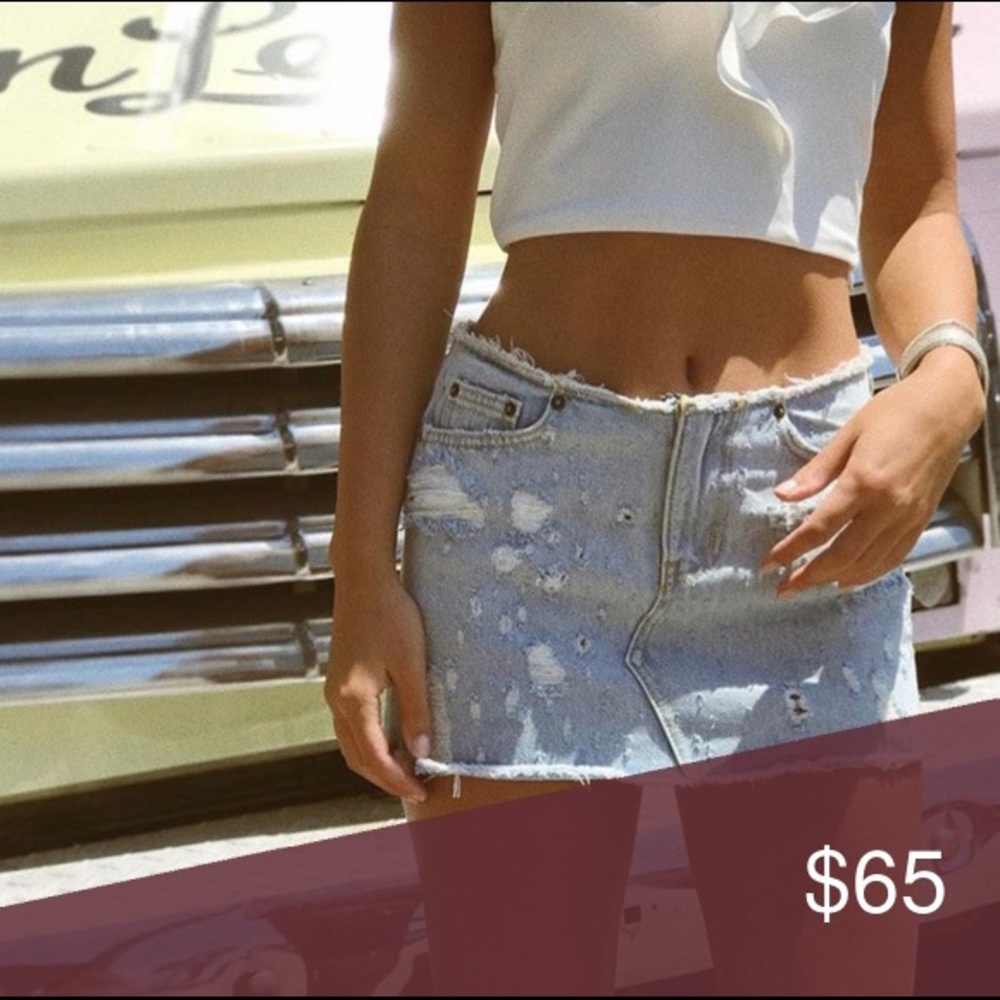 LF STORES, CARMAR DENIM light washed mini skirt:)